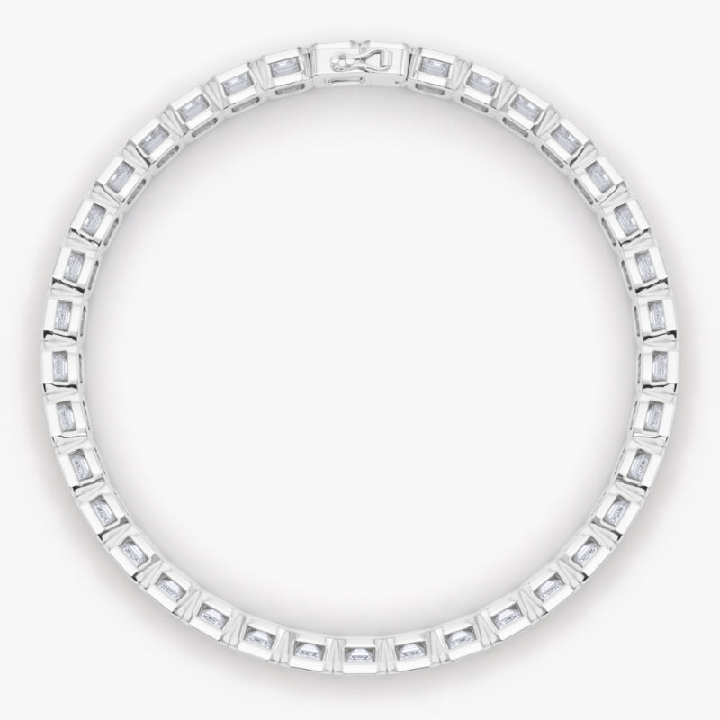 Emerald Cut Bezel Diamond Tennis Bracelet
