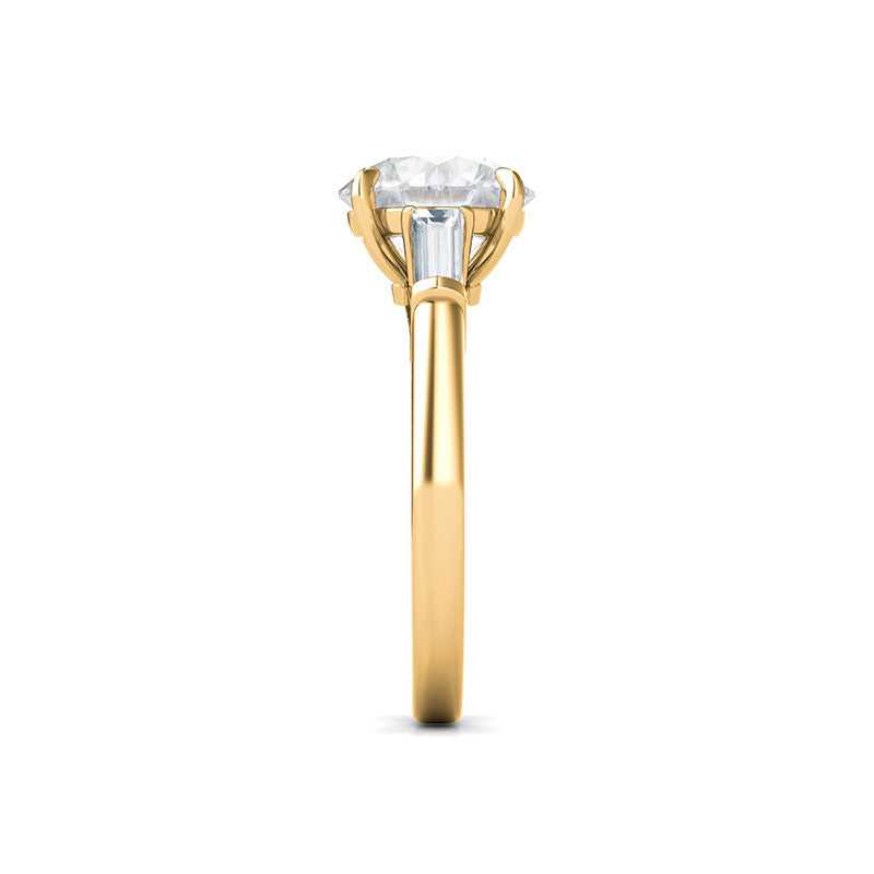 Round Brilliant Cut With Tapered Baguettes Diamond Ring