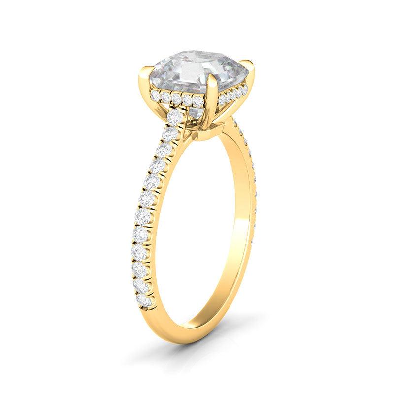 Asscher Cut with Pave Diamonds Ring - HauteCarat