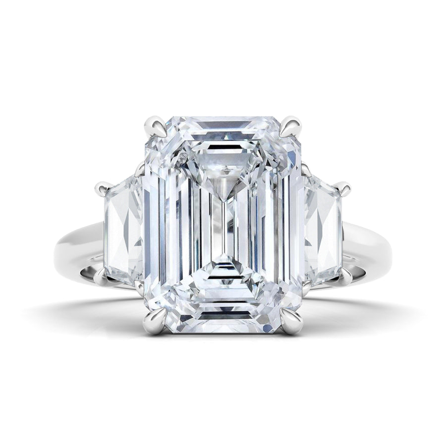 Emerald Cut Engagement Ring With Trapezoids - HauteCarat