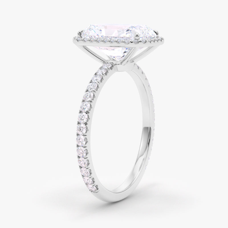 Radiant Cut Halo and Pave Diamond Ring