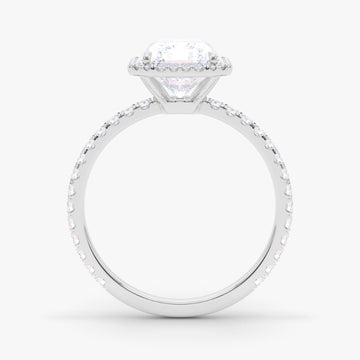 Radiant Cut Halo and Pave Diamond Ring 