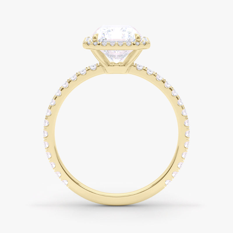 Radiant Cut Halo and Pave Diamond Ring