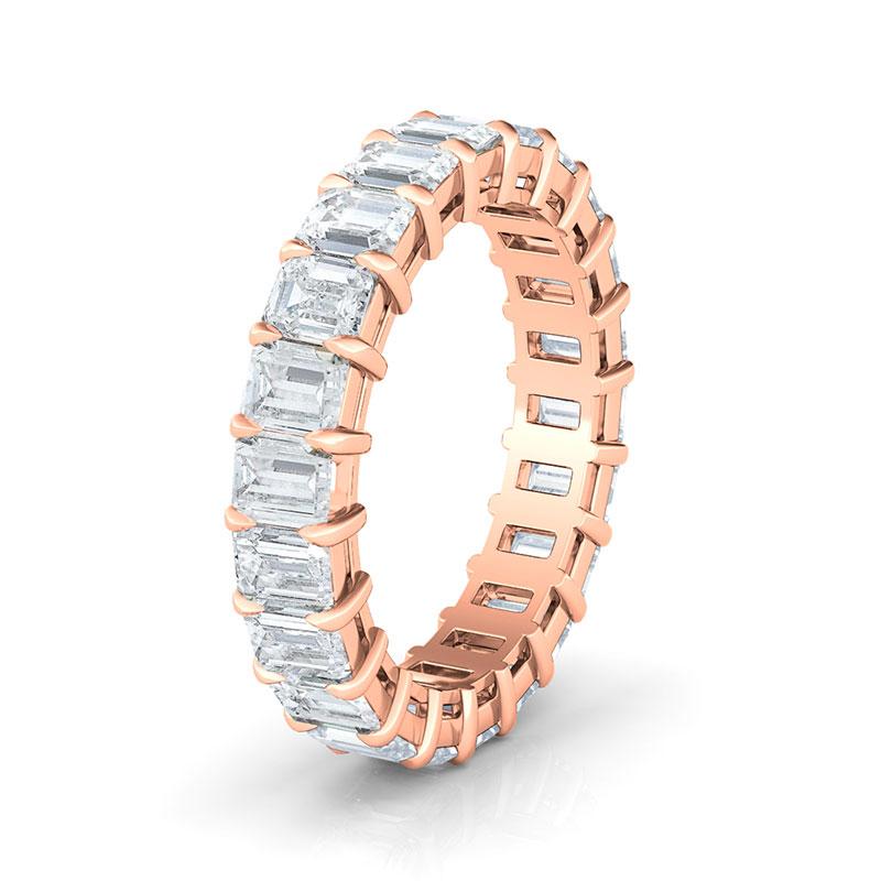 Emerald cut eternity band rose deals gold