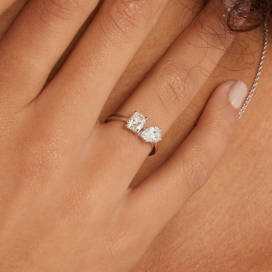 Toi Et Moi Pear & Radiant Pave Diamond Ring