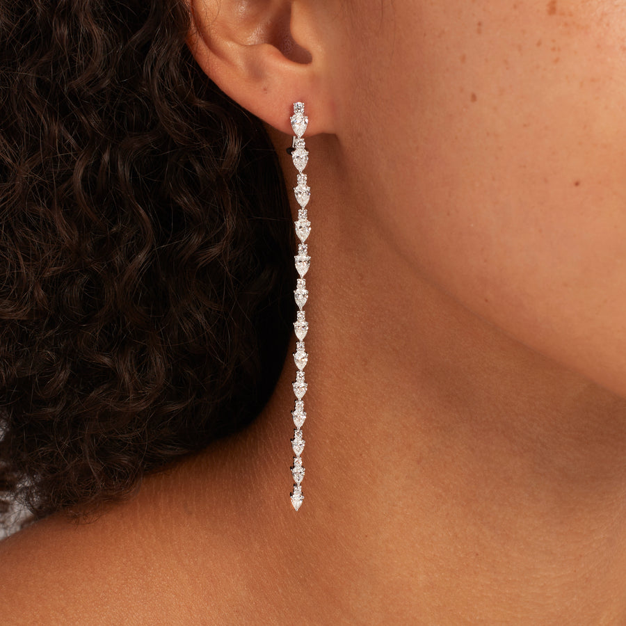 Round & Pear Diamond Drop Earrings
