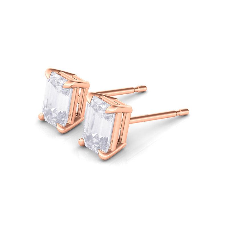 Emerald Cut Diamond Stud Earrings - HauteCarat