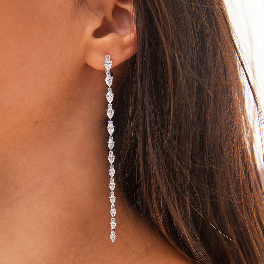 Round & Pear Diamond Drop Earrings