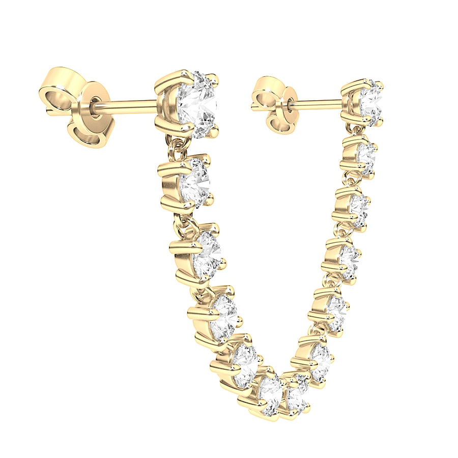 Diamond Rope Chain With Two Round Studs