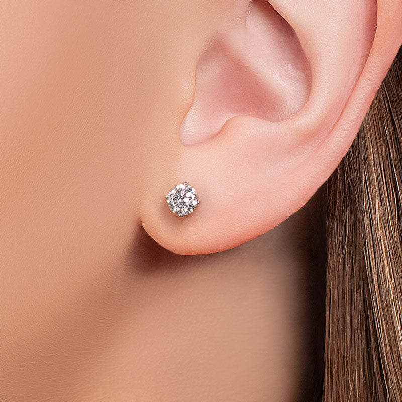 2.88 Carat Round Brilliant Diamond Stud Earrings in 14k White Gold -  Filigree Jewelers